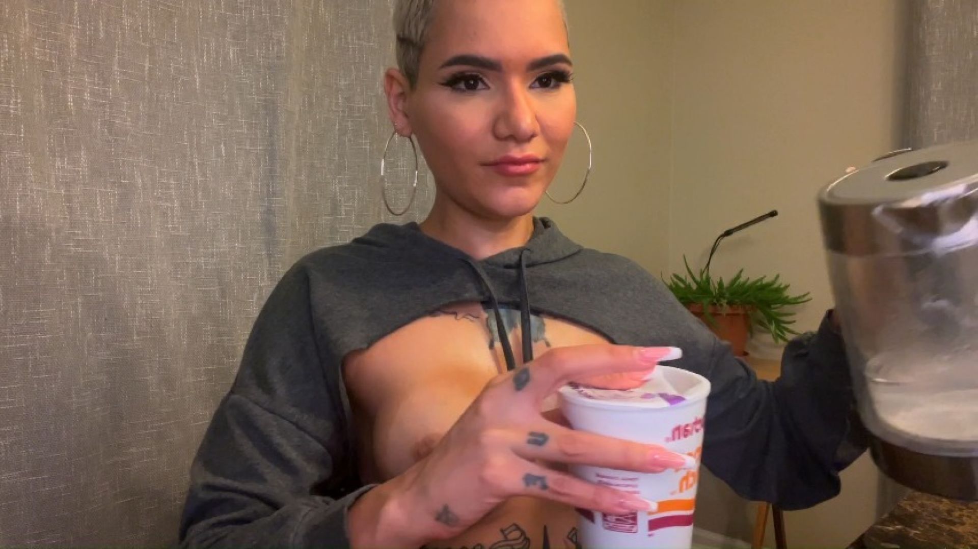 Eating Noodles with my boobs out