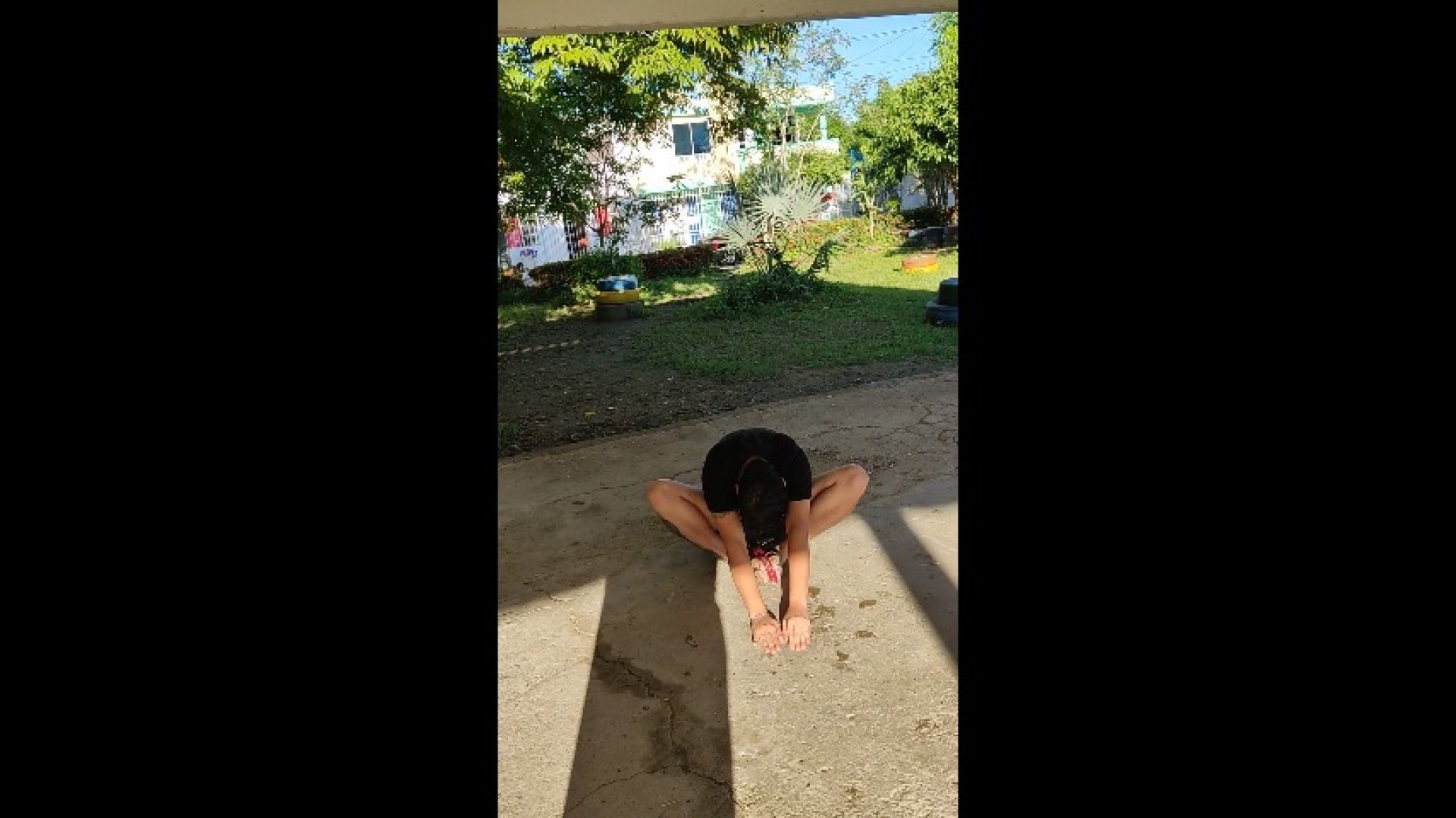 making yoga at public park