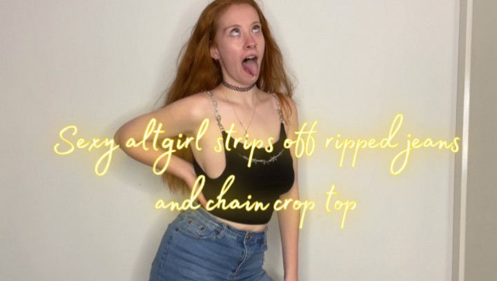 Altchick-strips off ripped jeans n top