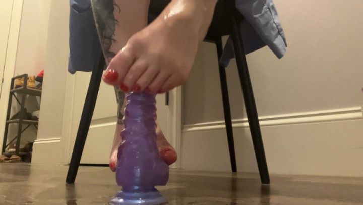 Oil Dildo Red Toe Polish Foot Fuck