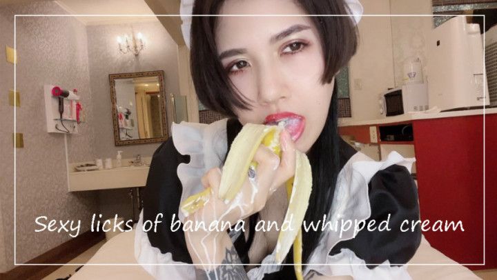 Sexy licks of banana and whipped cream