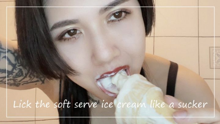 Japanese licking soft serve ice cream