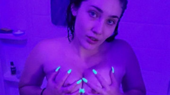 Showering with glow in the dark nails