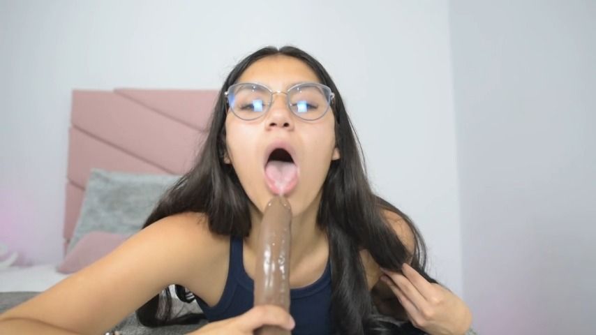 Sucking my black dildo