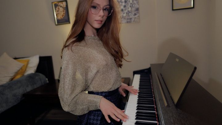 Music is fun when a student has no panties | piano less FULL
