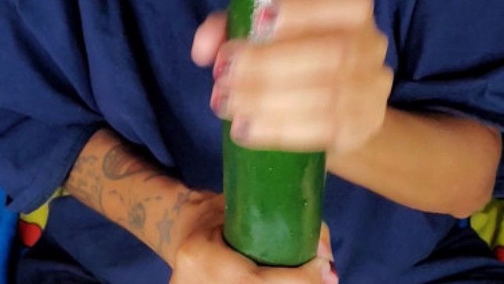 Jerking off giant Cucumber