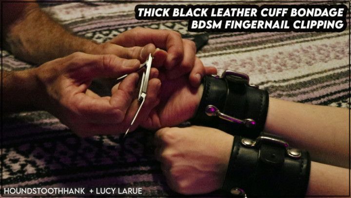 Thick Black Leather Cuff Bondage BDSM Fingernail Clipping