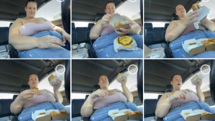 Belly Eating McD In Car