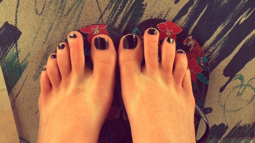 Black Painted Toenails JOI