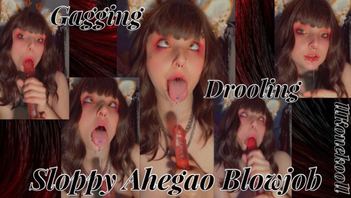 Wet Messy and Sloppy Drooling Ahegao BJ