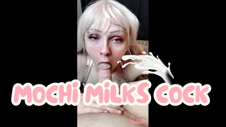 Bimbo milks cock