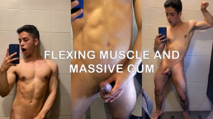 Flex and cum in a public place