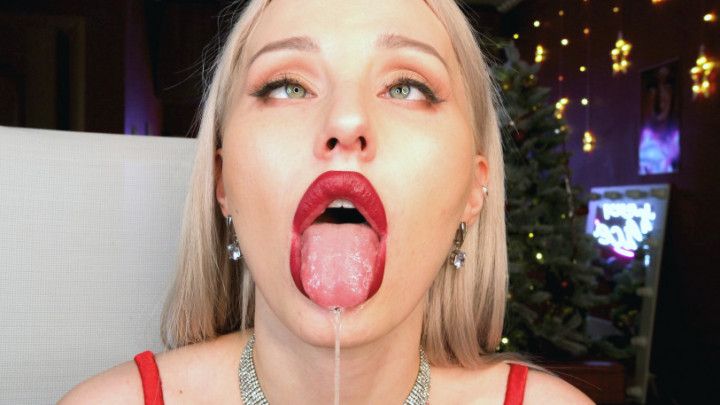 ahegao sloppy blowjob dildo in pussy spit on tits