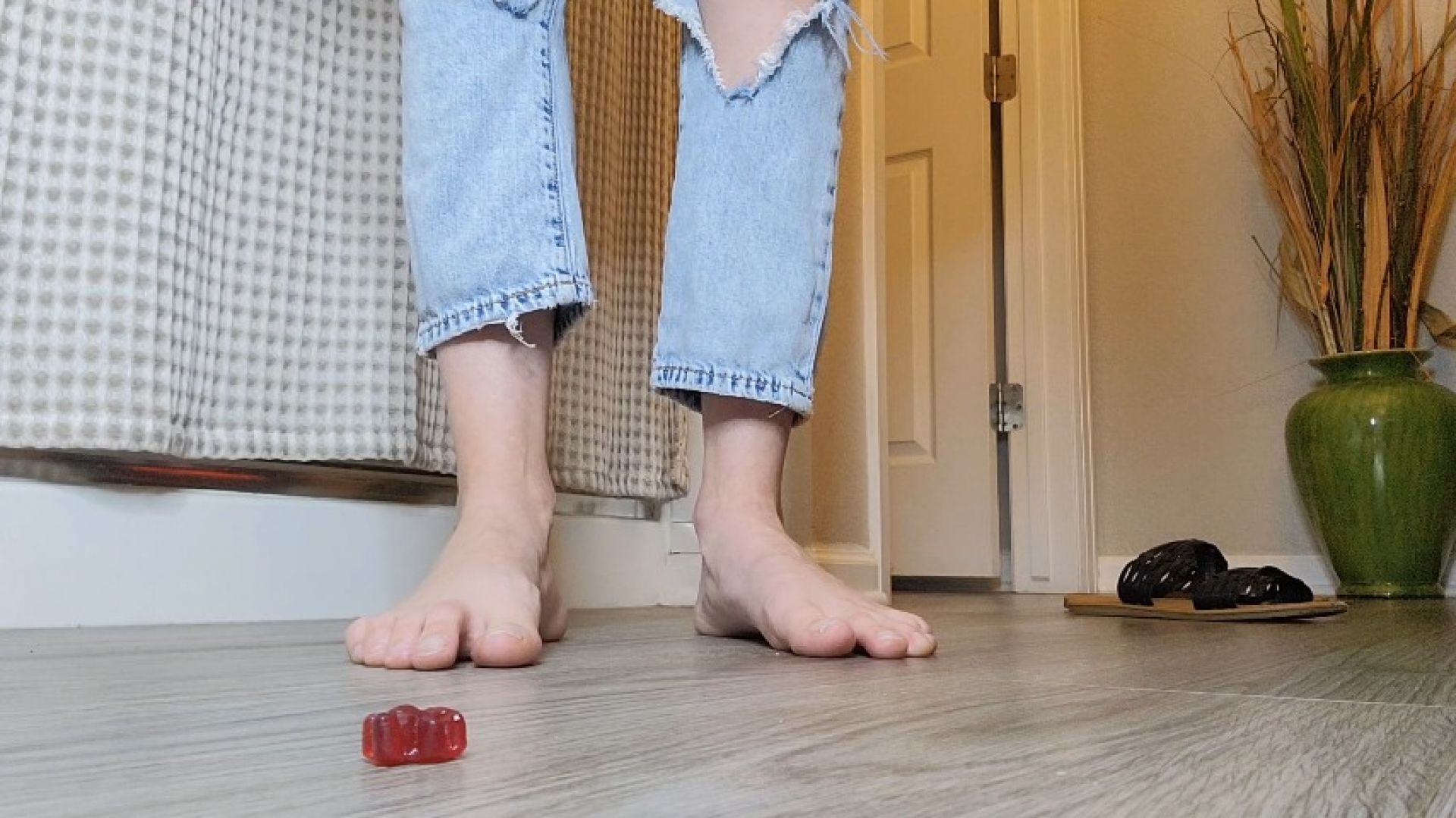 Tiny Gummy Bear Vs. Big Soles