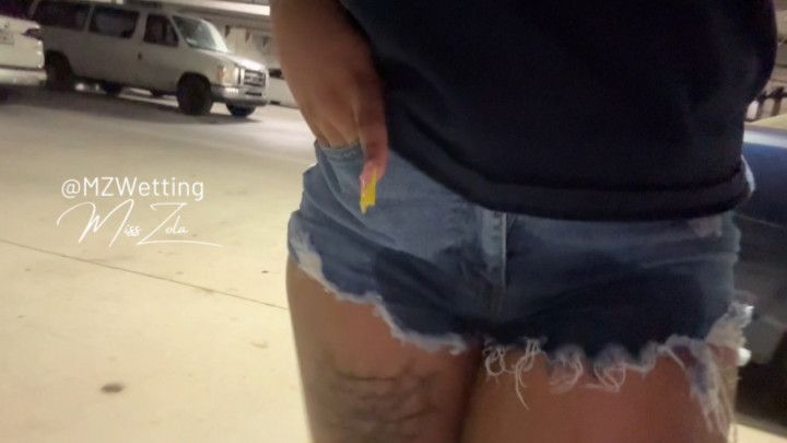 Zola Wets Her Shorts In A Parking Garage