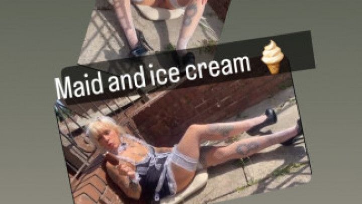 Maid eating ice cream