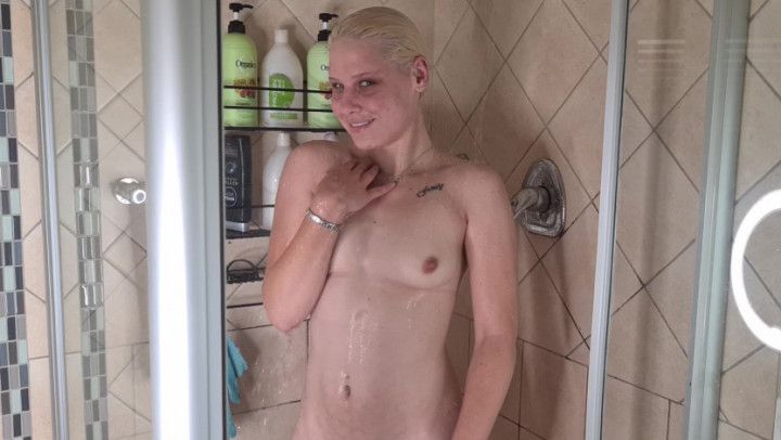 Blonde soapy shower scene