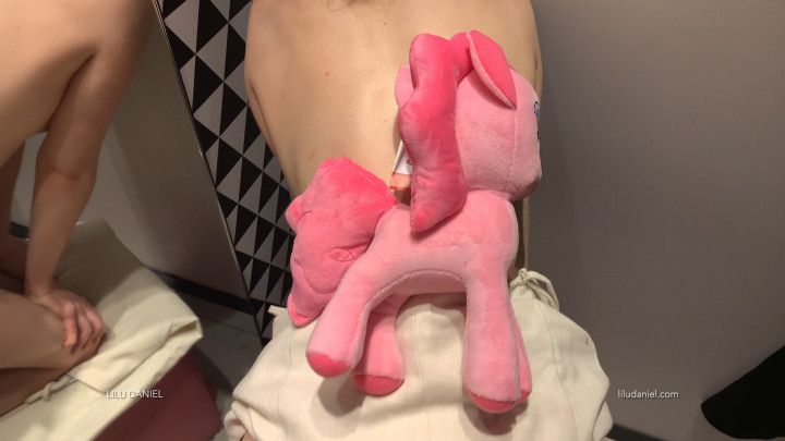 Fucked my cute pink pony and my pussy in fitting room