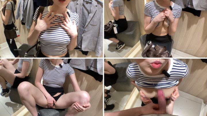 Saliva and sperm in purse and on shirt! Fittingroom TitsFuck