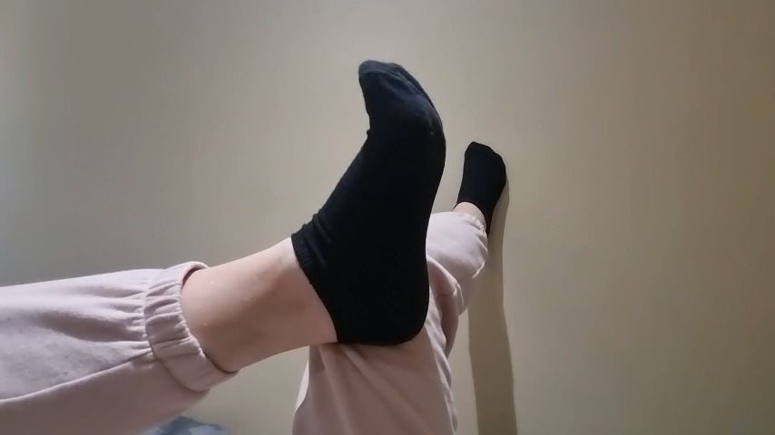 Sweaty black ankle socks after gym