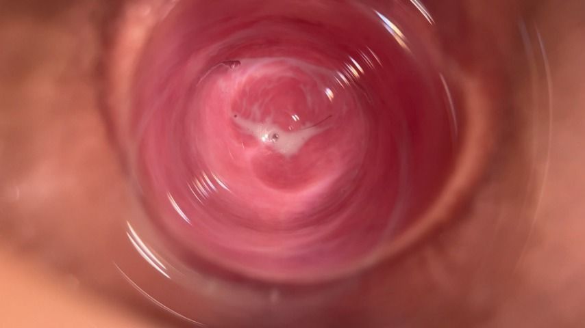 Camera deep inside Mia's vagina