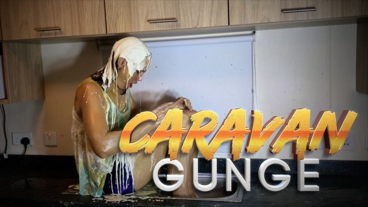 Oiled and Creamed Girl Gunged in Caravan