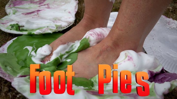 Feet covered in Custard Pies