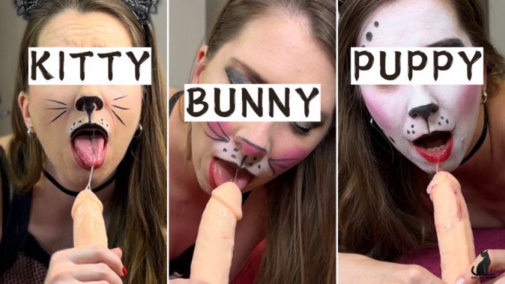 Kitty, Bunny, Puppy: Messy Blowjob &amp; Ruined Makeup