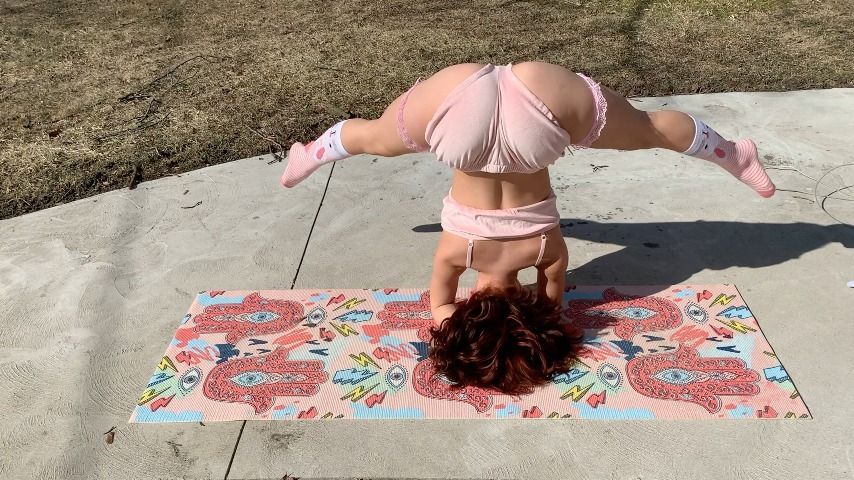 Sexy Asian does yoga in bunny outfit