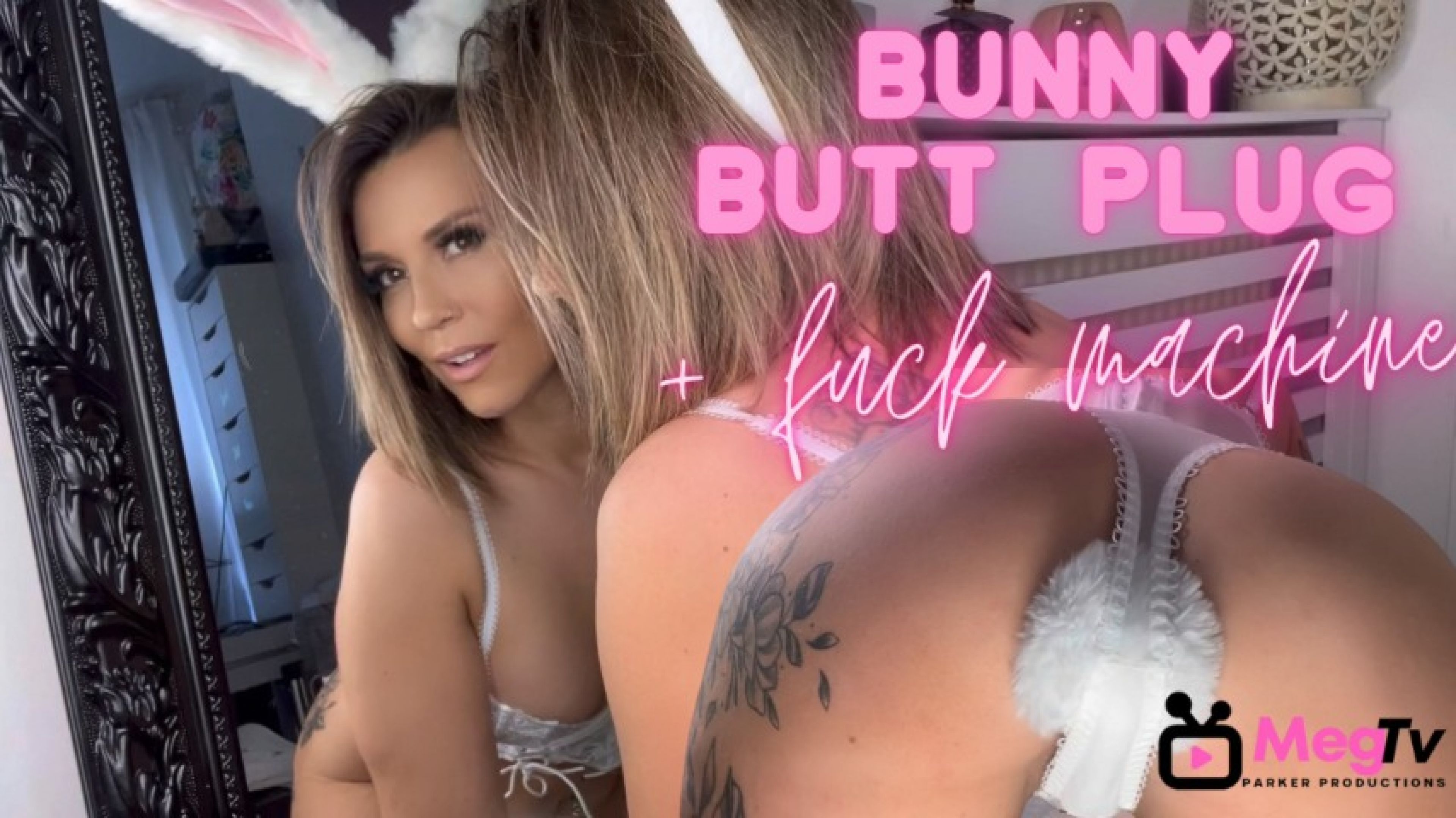 Bunny butt plug + fuck machine