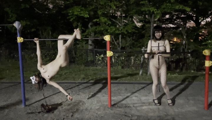 Two naked women playing naked in the park Part2