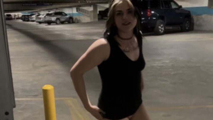 Risky Public Pee 2 - Parking Garage Pee x3 in Black Dress