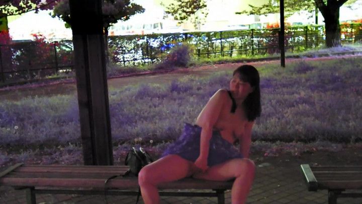 RIE Masturbation in a park at night Night camera shooting