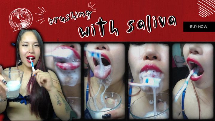 brushing teeth with saliva