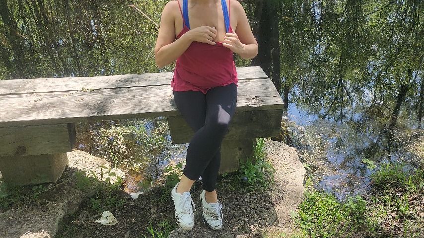 Milf Masterbating and Lactating On Hike