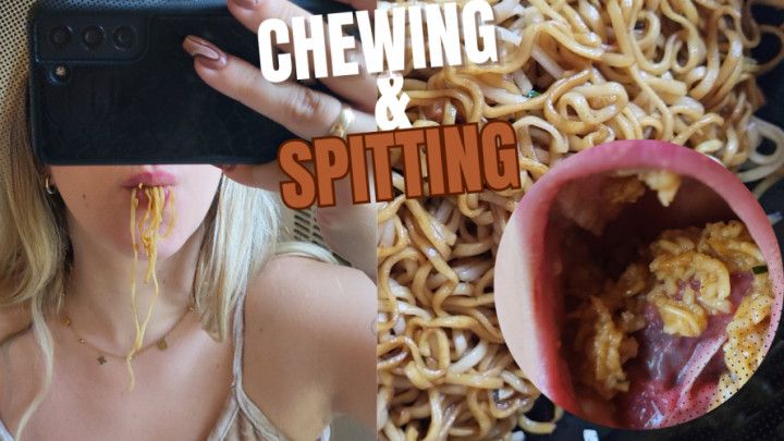 Close up: Chewing and spitting Chinese Soup &amp; Piss