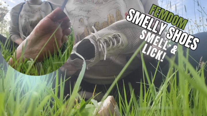 Domination with smelly shoes after training. Femdom feet