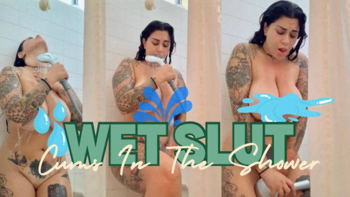 Wet Slut Cums in the Shower