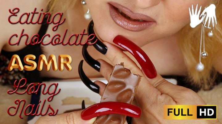 Tapping, unwrapping, eating chocolate with long nails