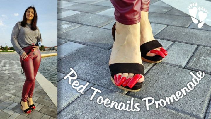 RED LONG TOENAILS - PROMENADE CROATIA