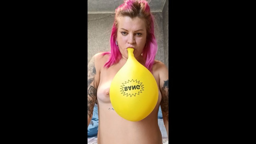 blow big yellow balloon