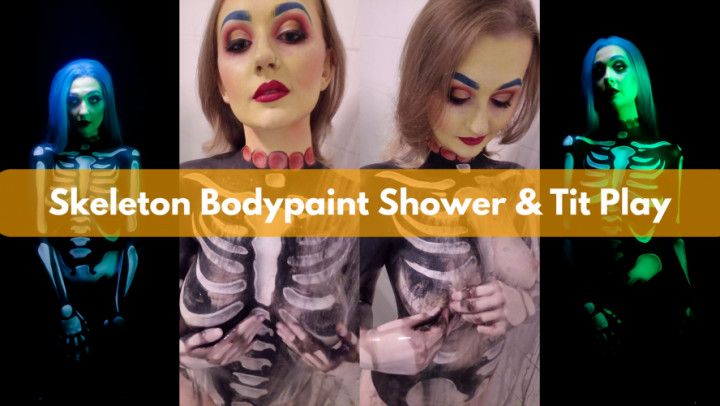 Skeleton Bodypaint Shower &amp; Tit Play