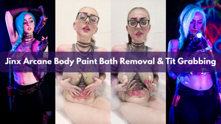 Get Jinxed in the bath- Body Paint Removal &amp; Tit Grabbing