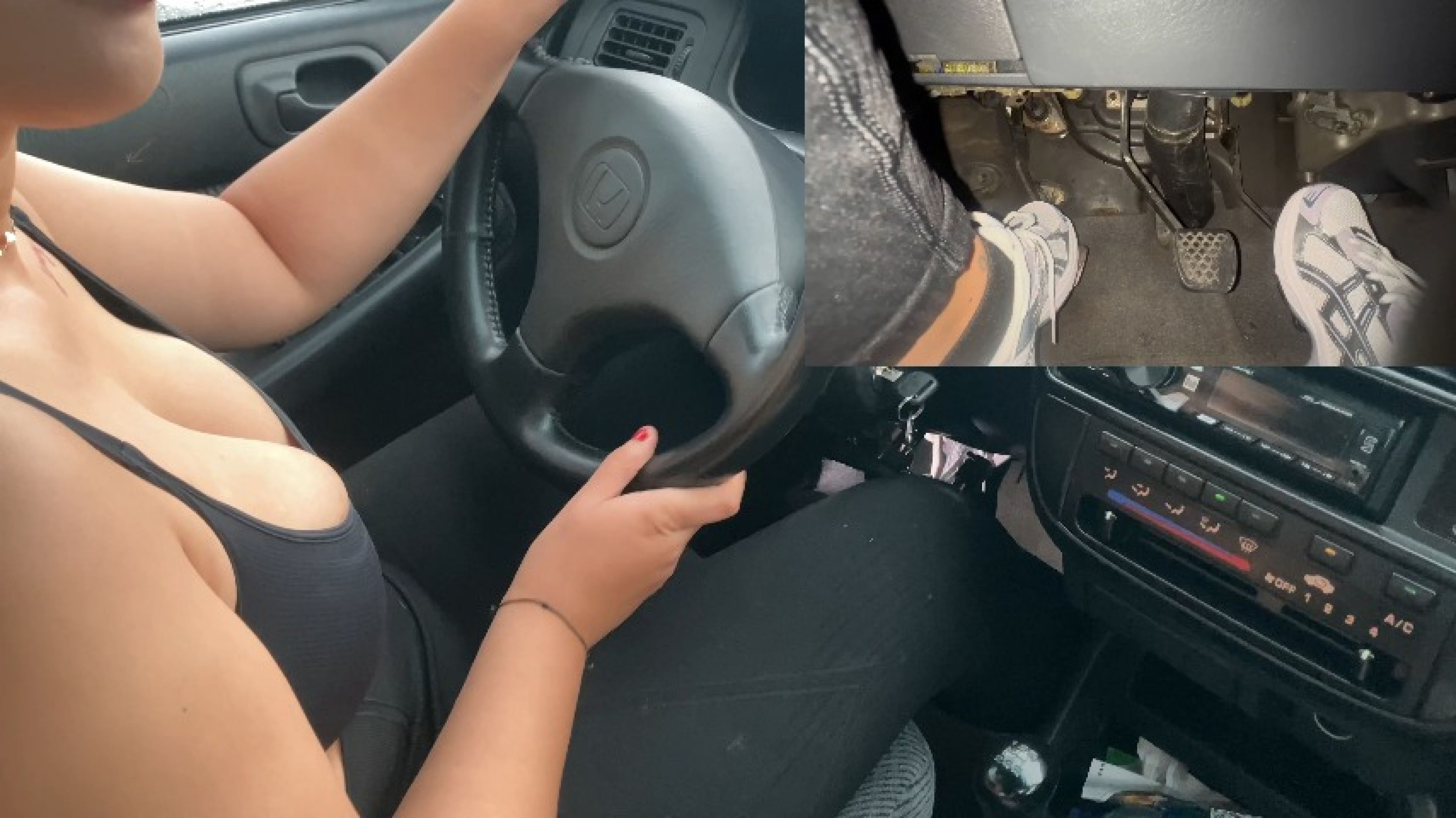 4K Big tits latina like to drive in topless