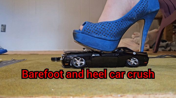 Barefoot and heel car crush
