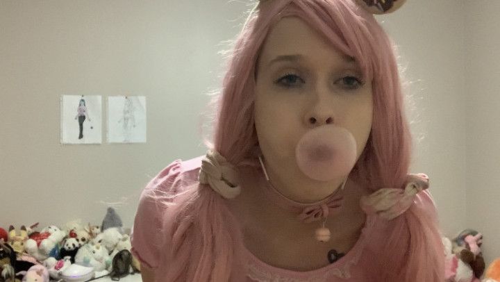 Bubblegum blowing bubbles