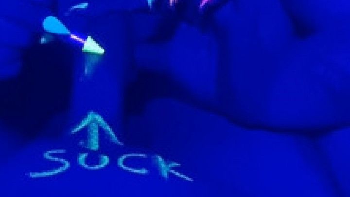 Blowjob with blacklight UV fun British couple bbw