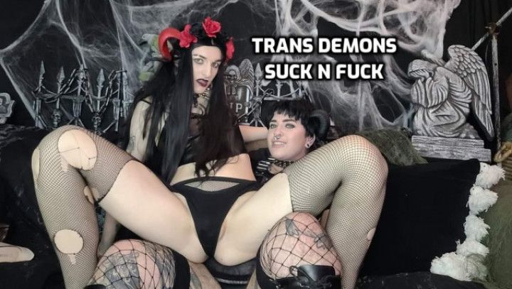 Two Trans Demons Fuck In A Cemetery