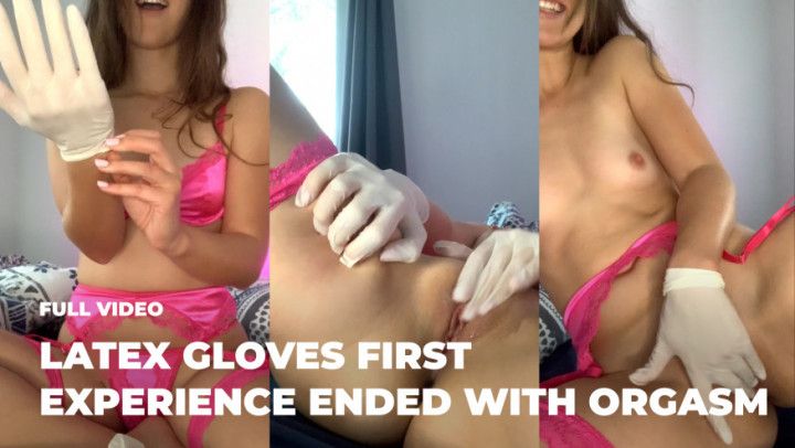 Latex gloves first experience ended with strong orgasm