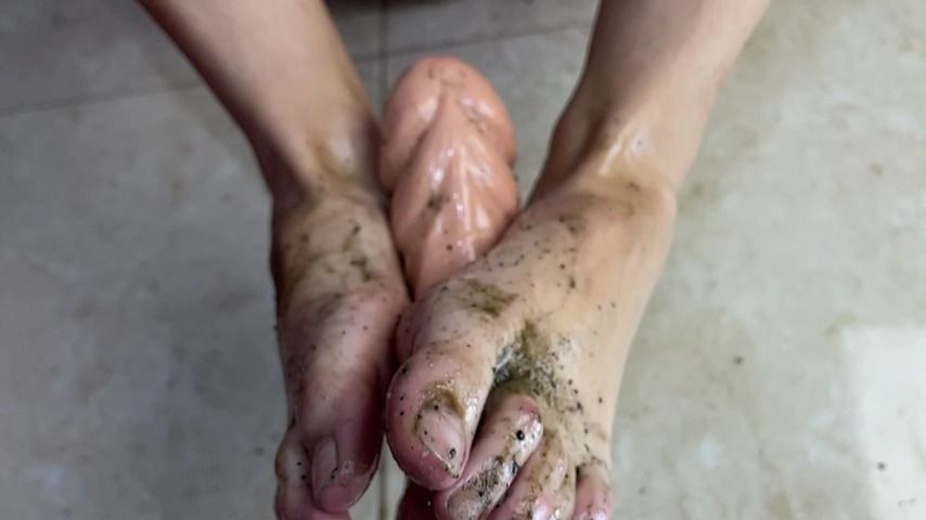 Dirty FootJob With Big Dildo